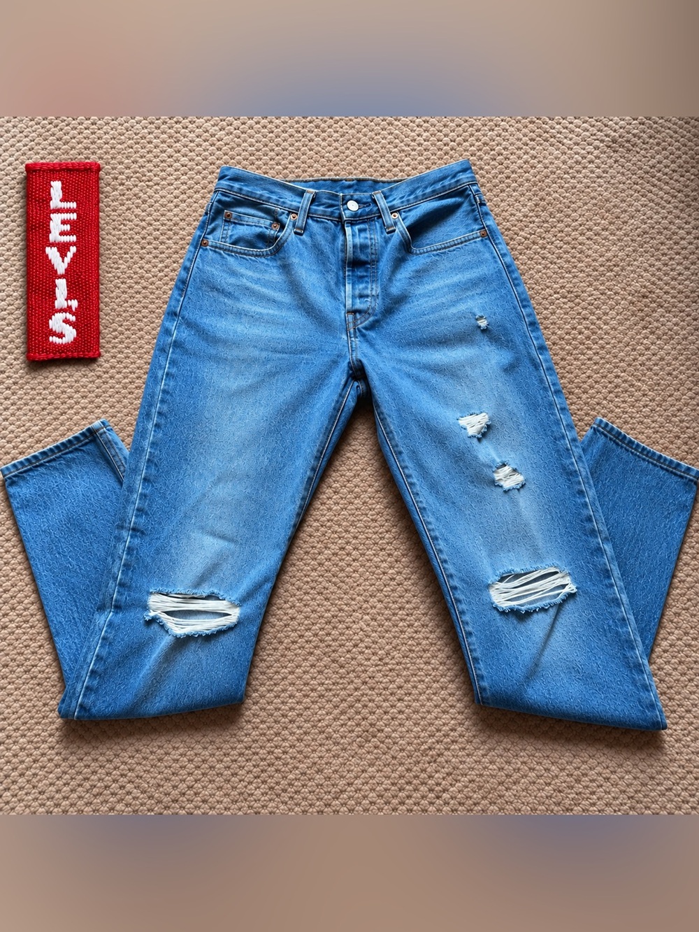 Levi’s 501 Original Distressed Button Fly Jeans W26 L30 100% Cotton